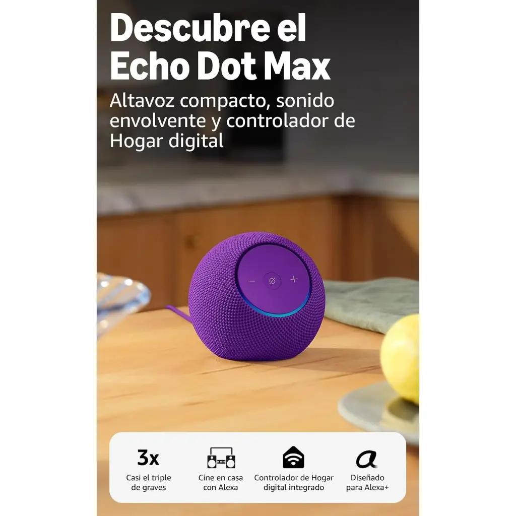 Amazon Echo Dot Max Morado, Blanco, Grafito (3).webp
