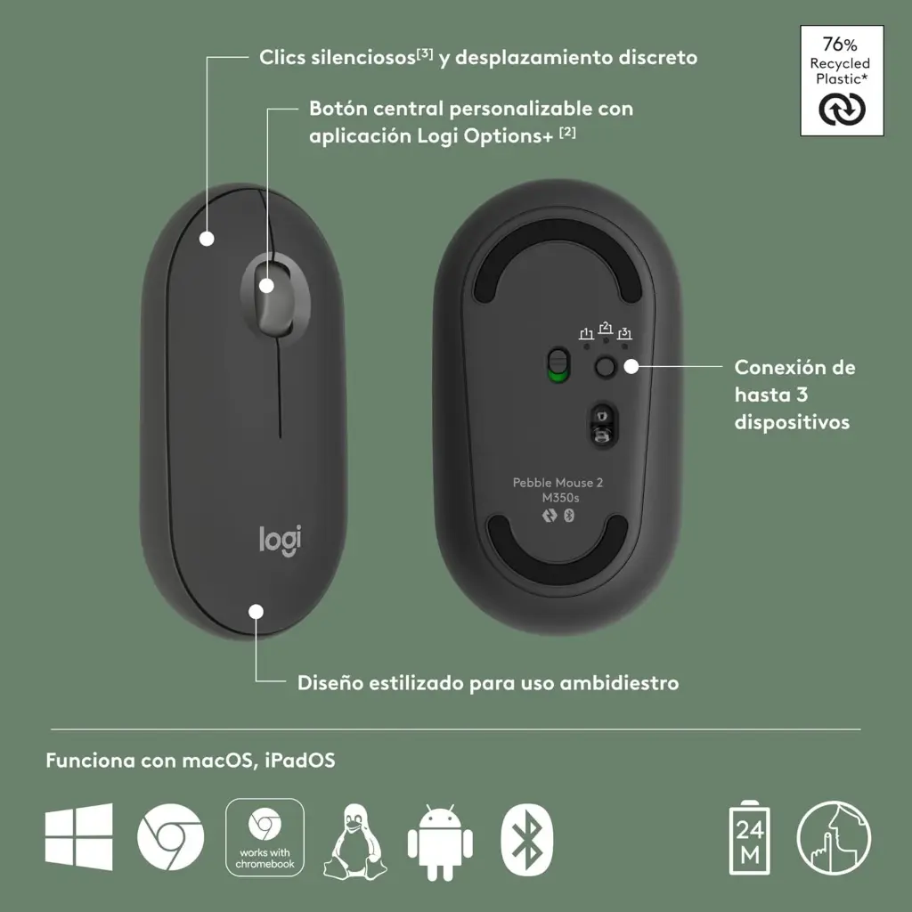 Logitech PEBBLE M350S Negro 910-007049 2.0 (4).webp
