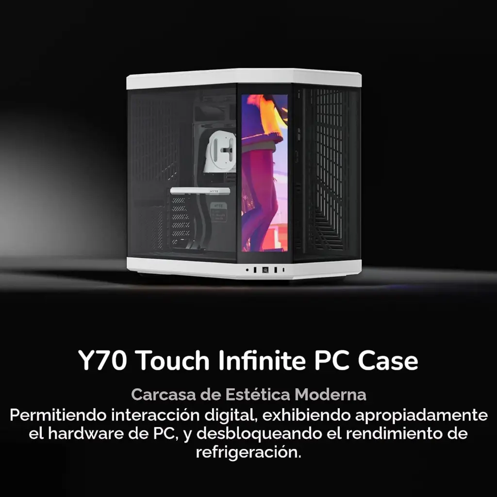 Case PC HYTE MESH Y70 Touch infinite Blanco Negro CS-HYTE-Y70TTI-WB 2.0 (7).webp