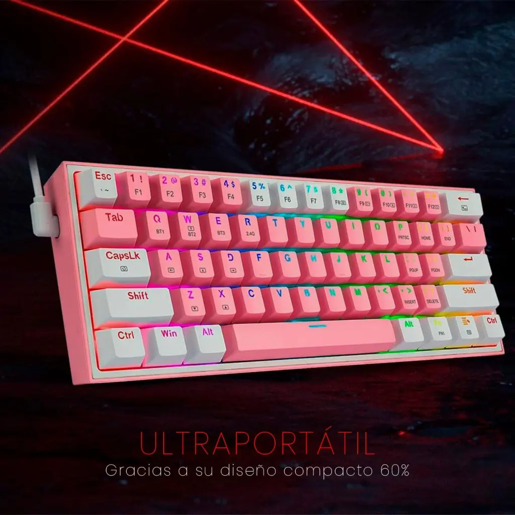 Teclado Inalambrico redragon Fizz Pro K616 RGB Rosado-Blanco 2.0 (1).webp