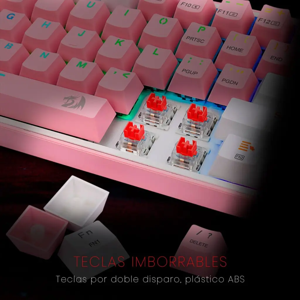 Teclado Inalambrico redragon Fizz Pro K616 RGB Rosado-Blanco 2.0 (3).webp