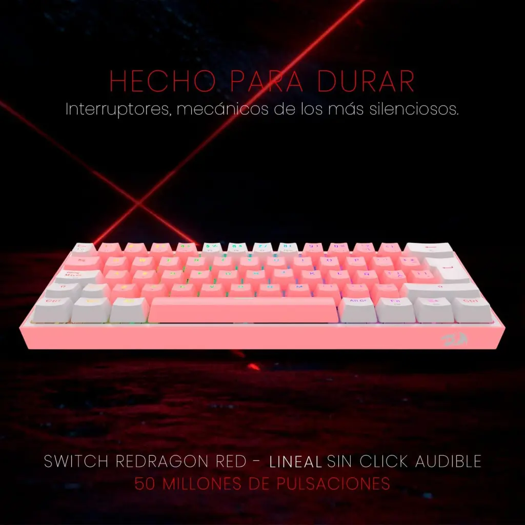 Teclado Inalambrico redragon Fizz Pro K616 RGB Rosado-Blanco 2.0 (4).webp