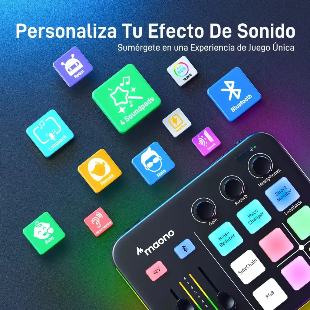 Interfaz de Audio Maono G1 NEO RGB Negro  Bluetooth  USB  2.0 (6).webp