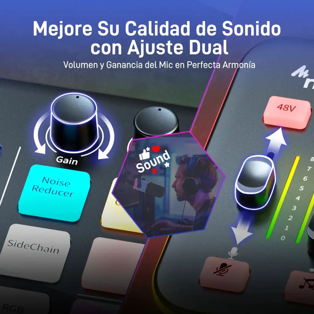 Interfaz de Audio Maono G1 NEO RGB Negro  Bluetooth  USB  2.0 (2).webp