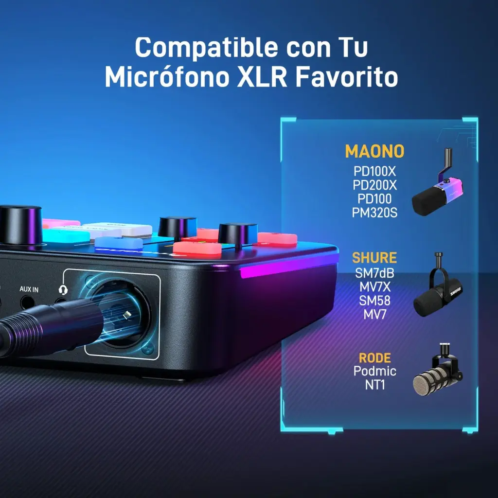 Interfaz de Audio Maono G1 NEO RGB Negro  Bluetooth  USB  2.0 (12).webp