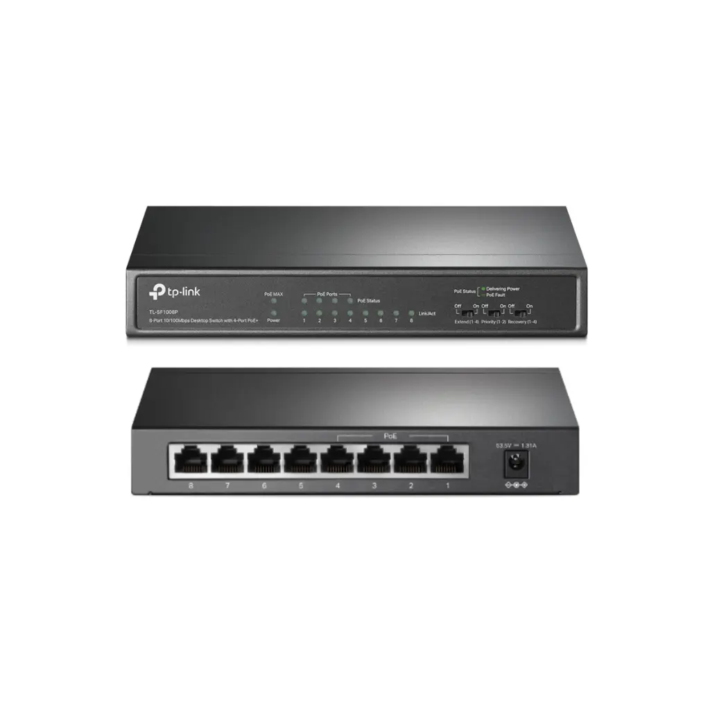 Switch de 8 Puertos TPLINK TL-SF1008P 4 puertos POE + 4 10/100 Desktop