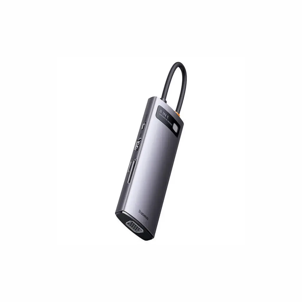 Adaptador USB-C a 3 USB 3.0/HDMI 4K/VGA/PD/SD/TF 8 in 1 Baseus WKWG050013