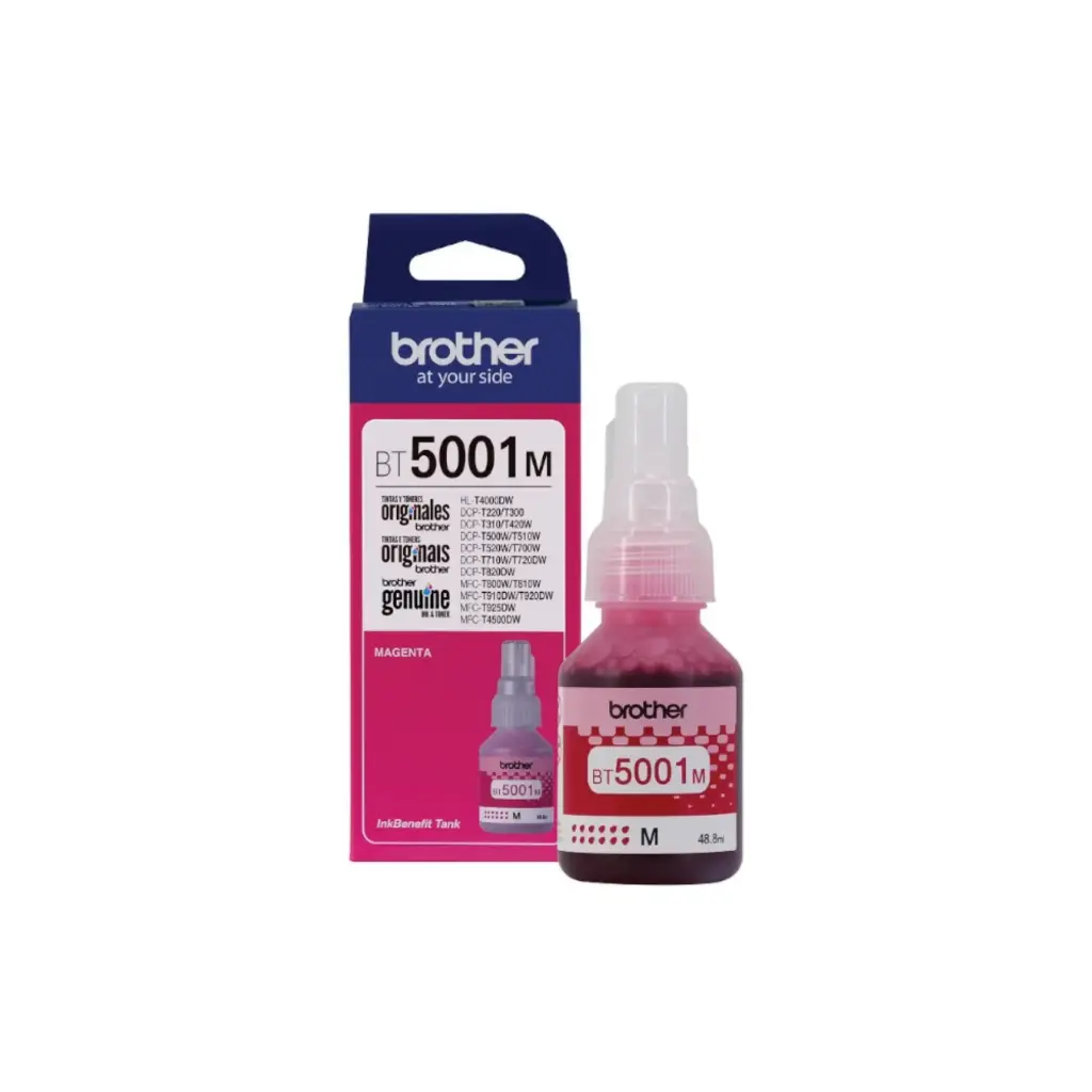 Bote de Tinta Brother BT5001M Magenta 48.8ML MAGENTA HL-T4000DW DCP-T300/310/500W/510W/700W/710W MFC-T800W/810W/910DW/4500DW