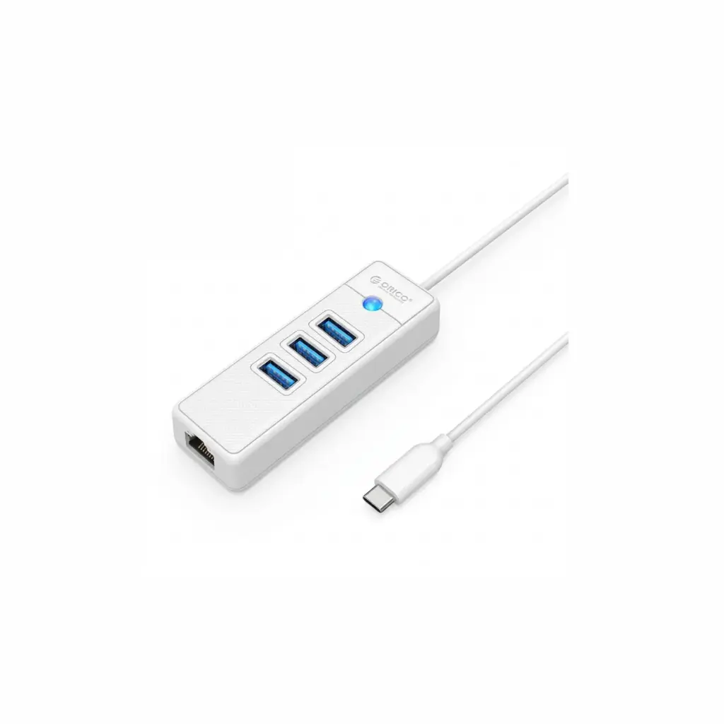 HUB USB-C 3 Puertos USB 3.0 + RJ45 Gigabit Orico PW3UR-C3-015-WH-EP