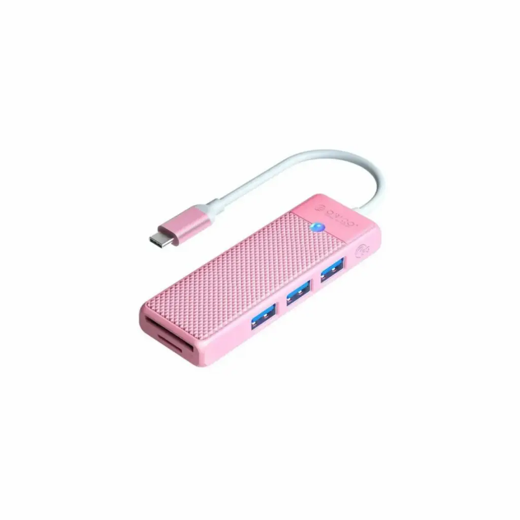 HUB USB-C 4 IN 1 Puerto 3.0 + Lector Memoria Orico PAPW3AT-C3-015-PK-EP Rosado