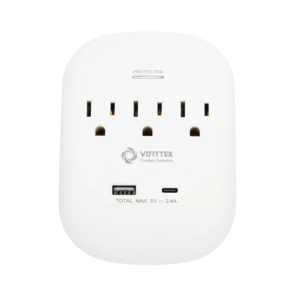 Protector de Picos Vorttek VK-WMSP3S002 de 3 Salidas + 1 USB +1 USB-C