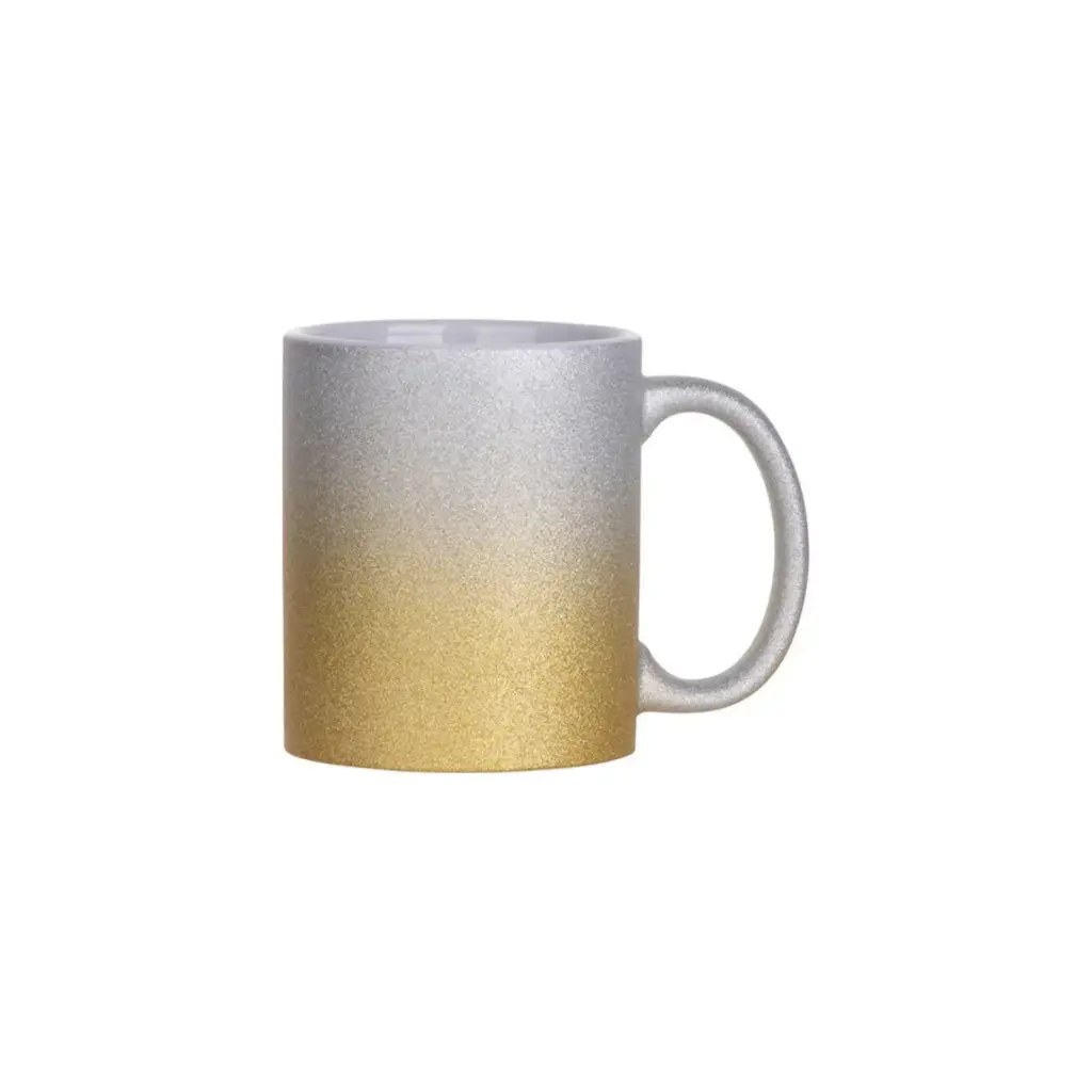 Sub/Taza de Ceramica para Sublimacion Spectra Silver/Gold 11oz/330ml Brillantina SP11GTMX-SVGD