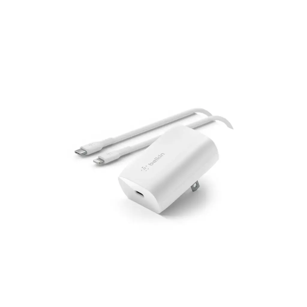 Cargador de Pared Belkin WCA005dq1MWH-B5  Puertos USB-C + USB-C a Lightning Blanco