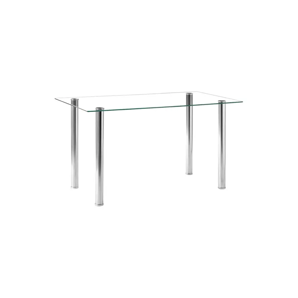 Mesa de Vidrio Patas de Metal 1010202312 Transparente/Aluminio