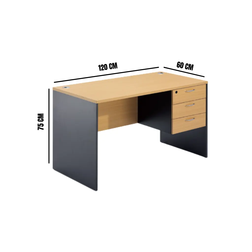 Escritorio para Oficina Bruno BR-D0512 1200 x 600 x 750 Gaveta Beige / Gris