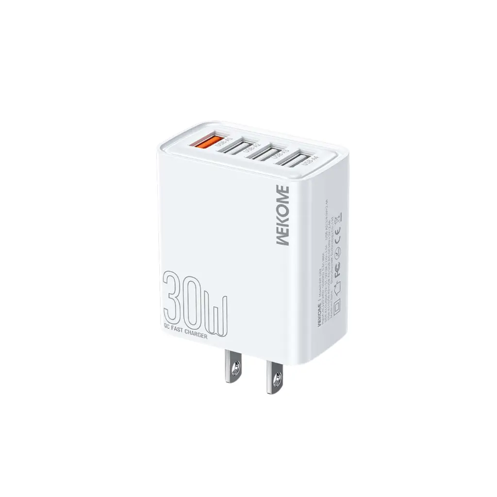 Cargador de Pared Wekome WP-U62 4 Puertos USB 30w Blanco