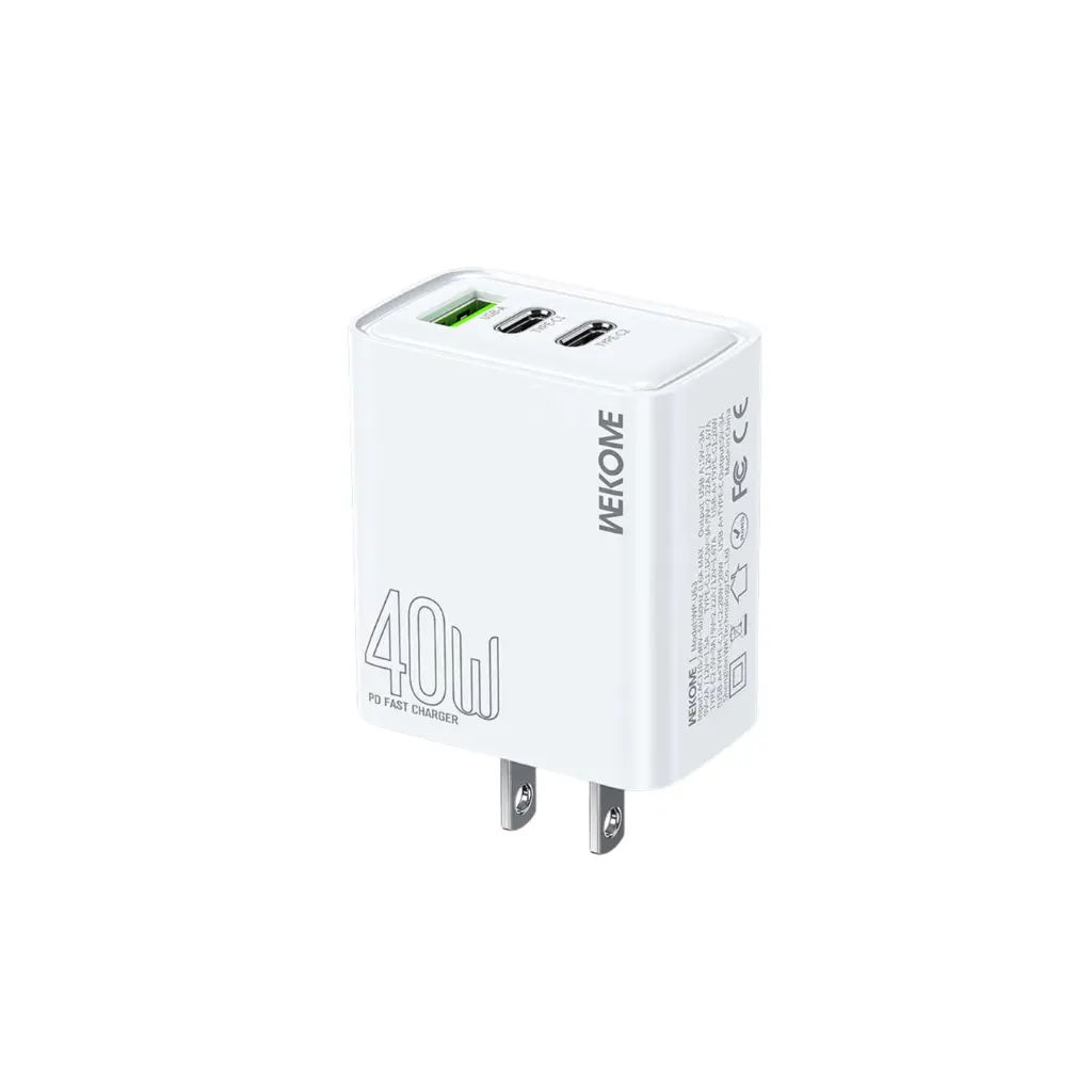 Cargador de Pared Wekome WP-U63 2 USB-C 1 USB USB 40w Blanco