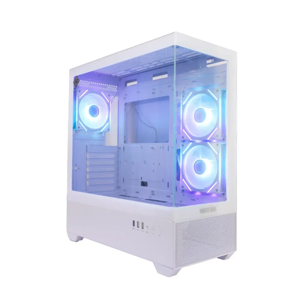 Case P/Computadora Vorttek GlacierSteel Gaming VK-440GS RGB Blanco + 3 Ventiladoras RGB