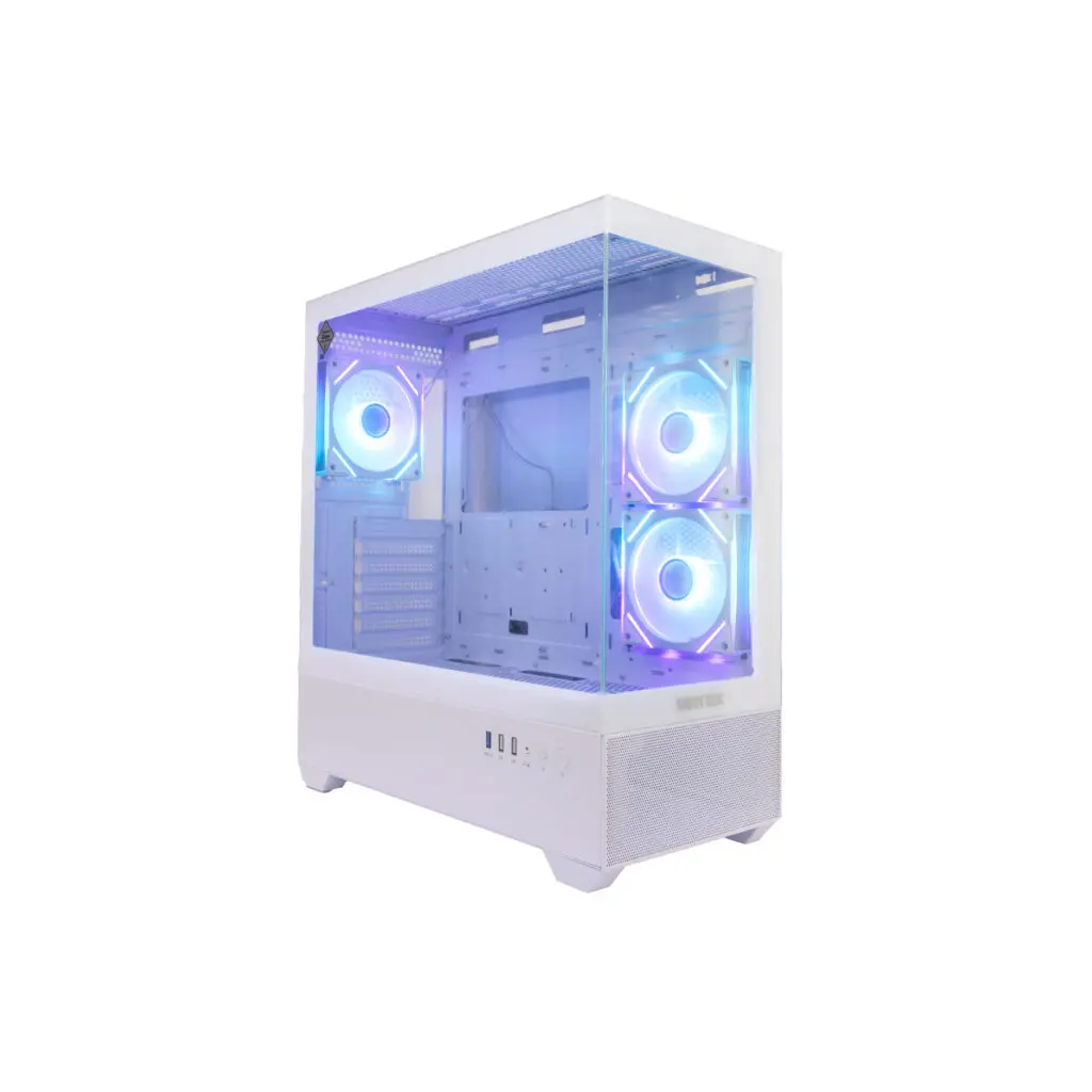 Case P/Computadora Vorttek GlacierSteel Gaming VK-440GS RGB Blanco + 3 Ventiladoras RGB
