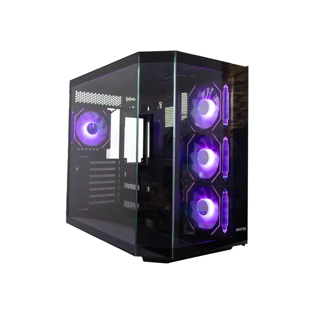 Case P/Computadora Vorttek PhantomSteel Gaming VK-430GS RGB Negro + 4 Ventiladoras RGB