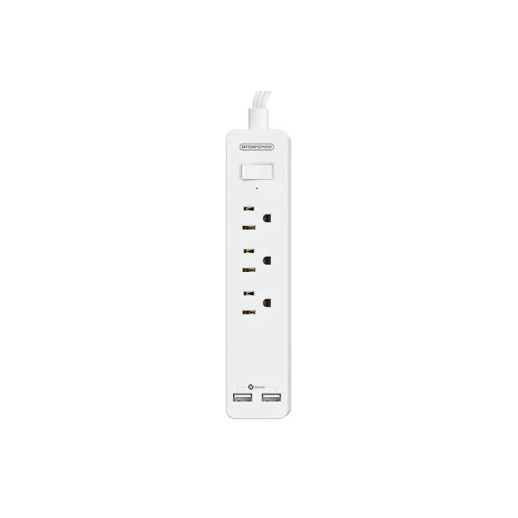 Regleta NTONPOWER GPC-3A2U-US-WH-BX-3M 3 Conector 110V + 2 USB 2.0 Blanco