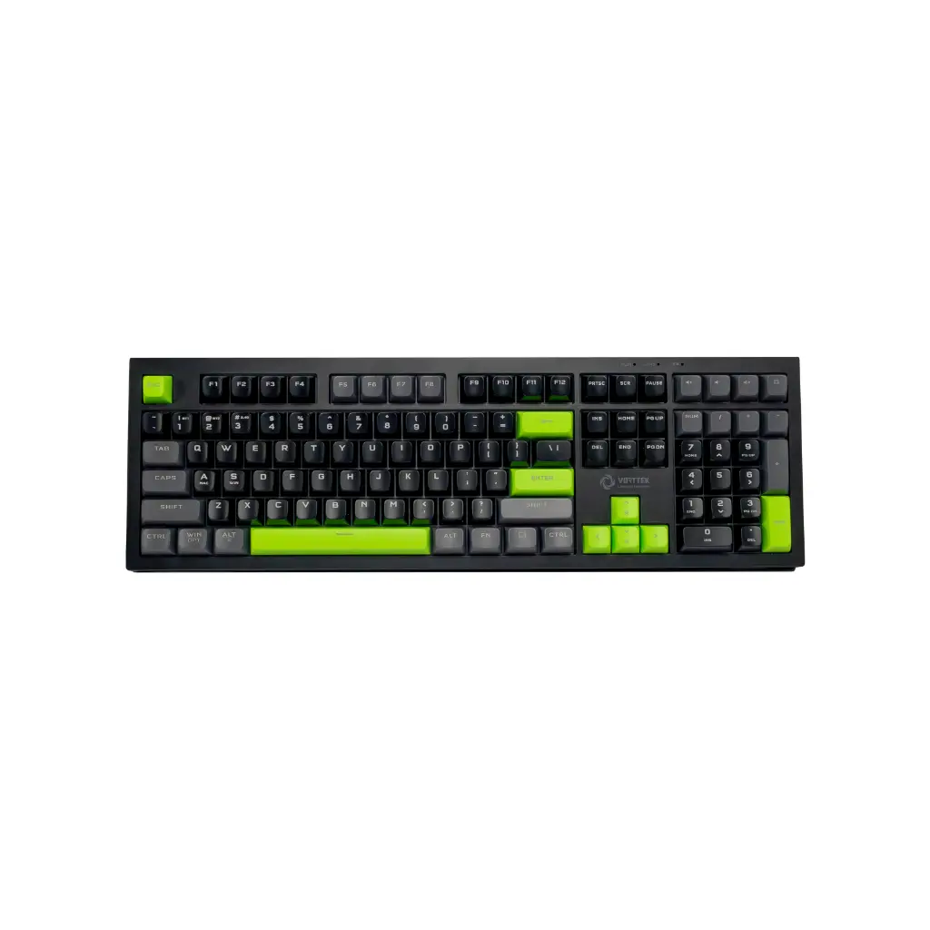 Teclado Inalambrico/Bluetooth/USB Gamer Vorttek KB708 Gris Verde RGB Ingles Extendido con numerico