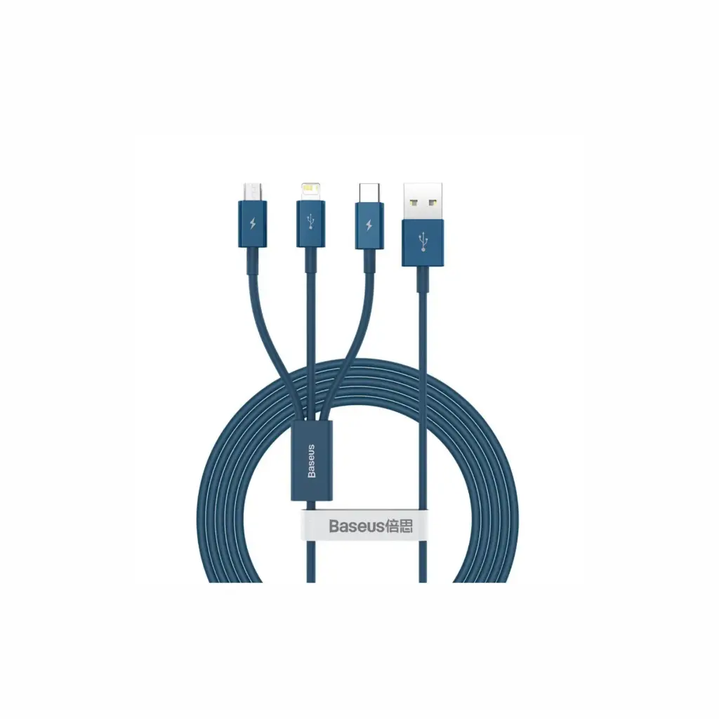 Cable USB a Lightning+USB-C+Micro 1.5m Azul Baseus CAMLTYS-03