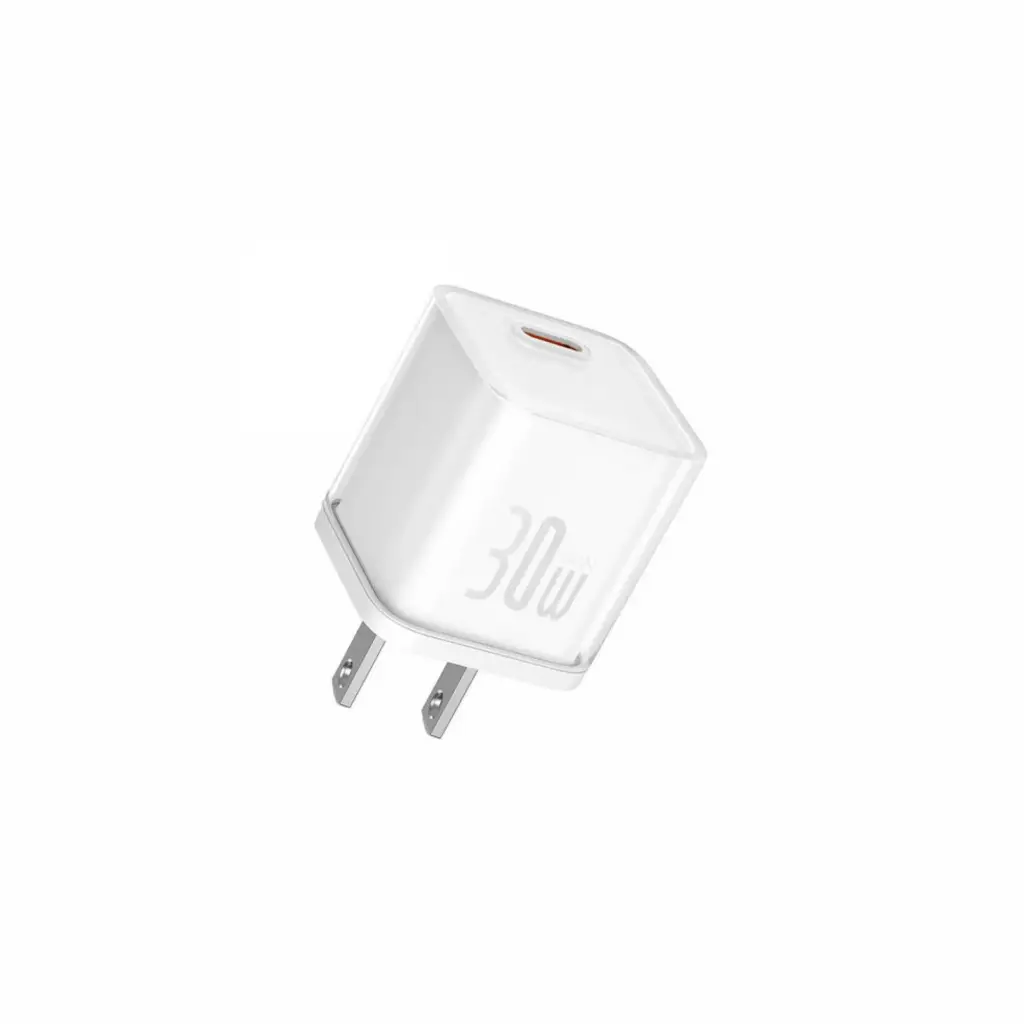 Cargador de Pared Baseus USB-C 30W P10162505213-01 + Cable USB-C 1m Blanco