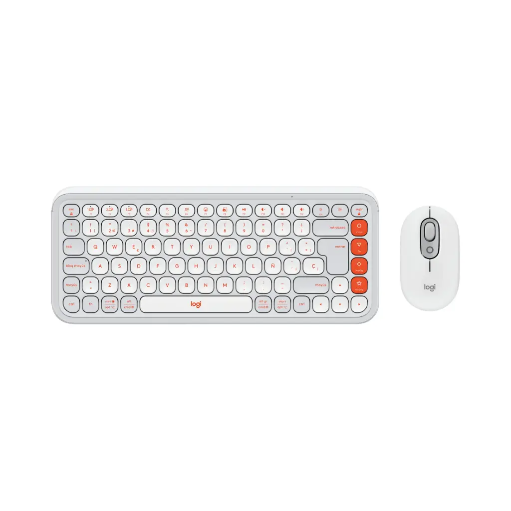 Kit de Teclado y Mouse Inalambrico / Bluetooth Logitech Pop Icon 920-013055  Español Blanco