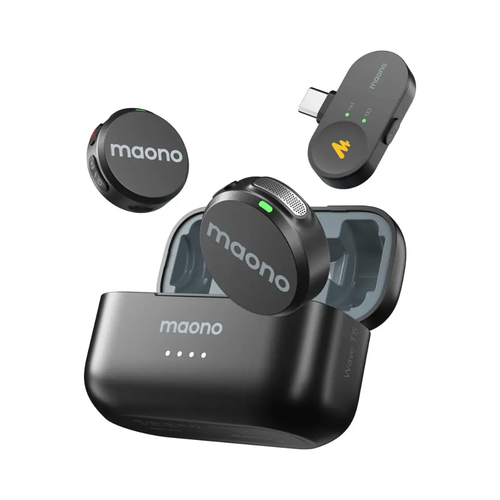 Microfono Inalambrico de Solapa Maono Wave T5 USB-C | 2 Tr + 1 Rx | Cancelacion de Ruido | WM650
