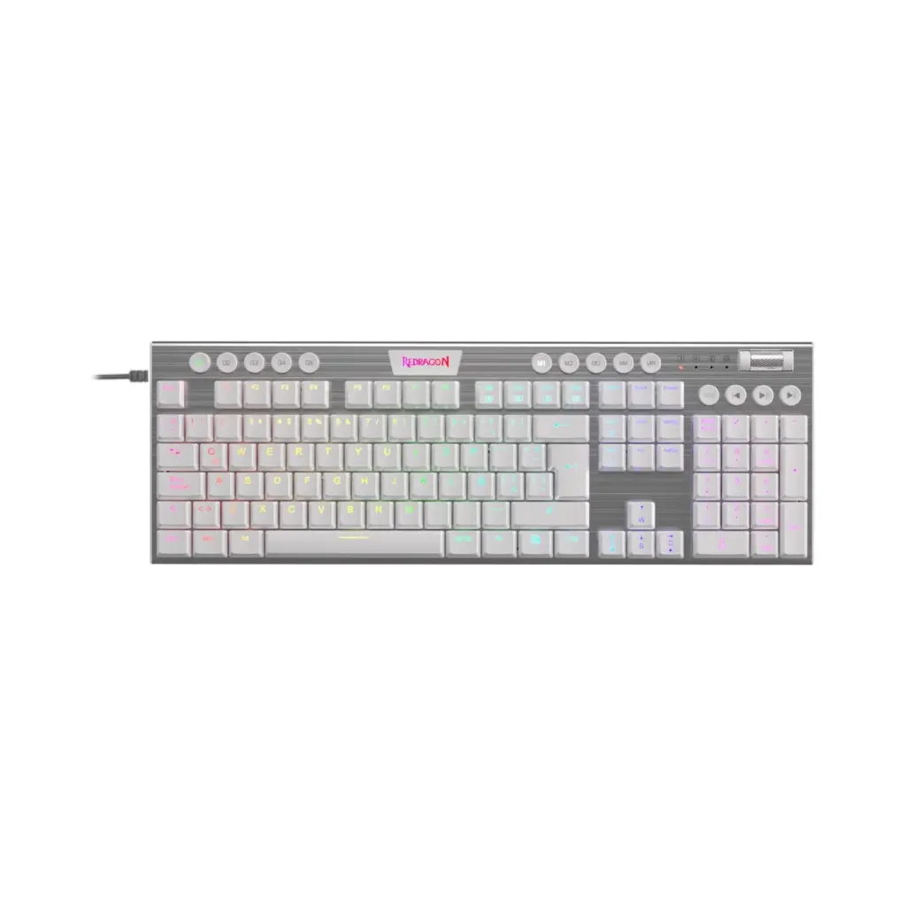 Teclado USB Redragon HORUS FS K619W RGB Swtich Rojo Blanco Español