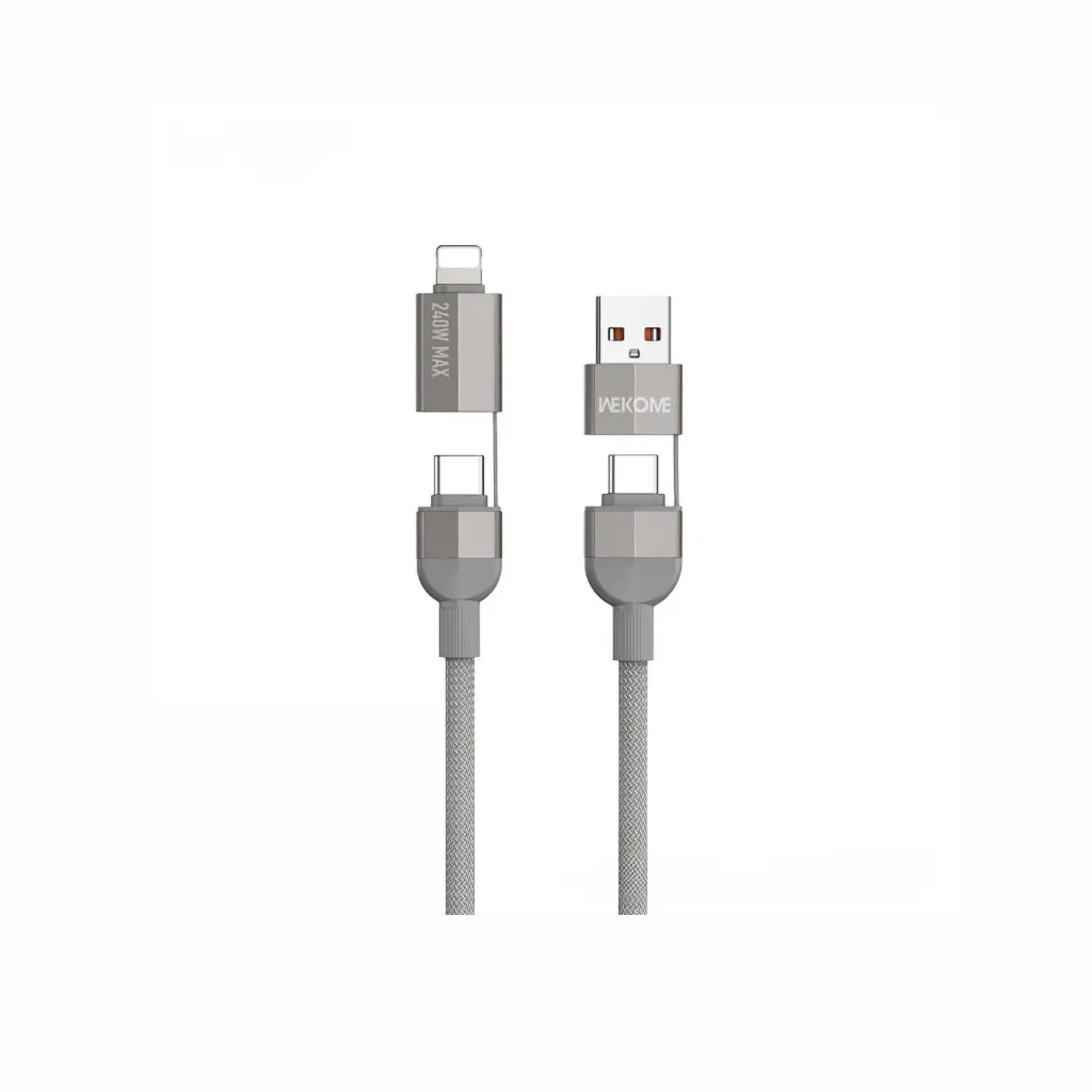 Cable USB-A/USB-C a Lightning/USB-C 4 en 1 Wekome WDC-48 240W 1m Gris