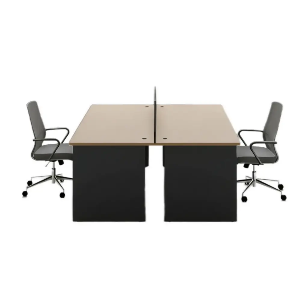 2 x Escritorio para Oficina Bruno BR-D0412 1200 x 600 x 750 Beige / Gris + 2 x Silla para Oficina Semi Ejecutiva B-202 Gris + Repisa