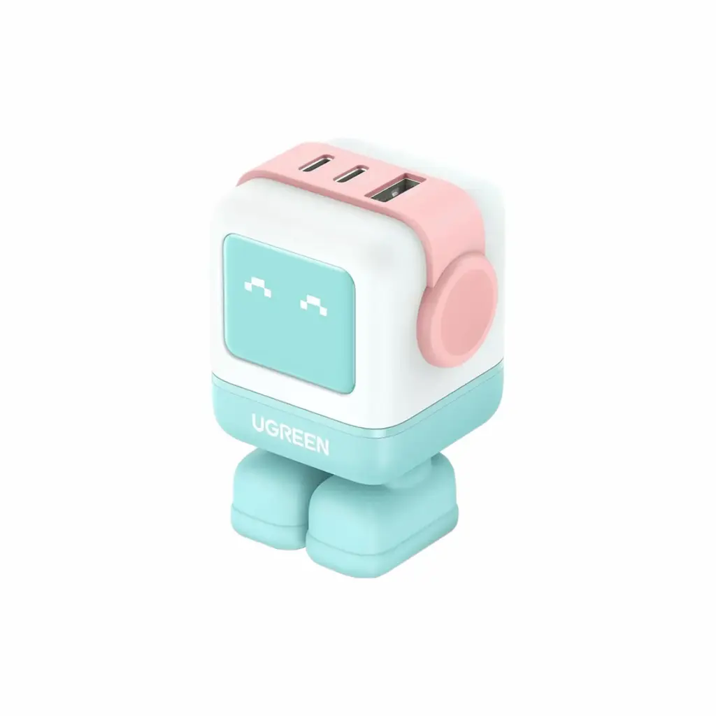 Cargador de Pared 2XUSB-C + USB-A hasta 65W Ugreen 35856  Rosado/Verde Turquesa