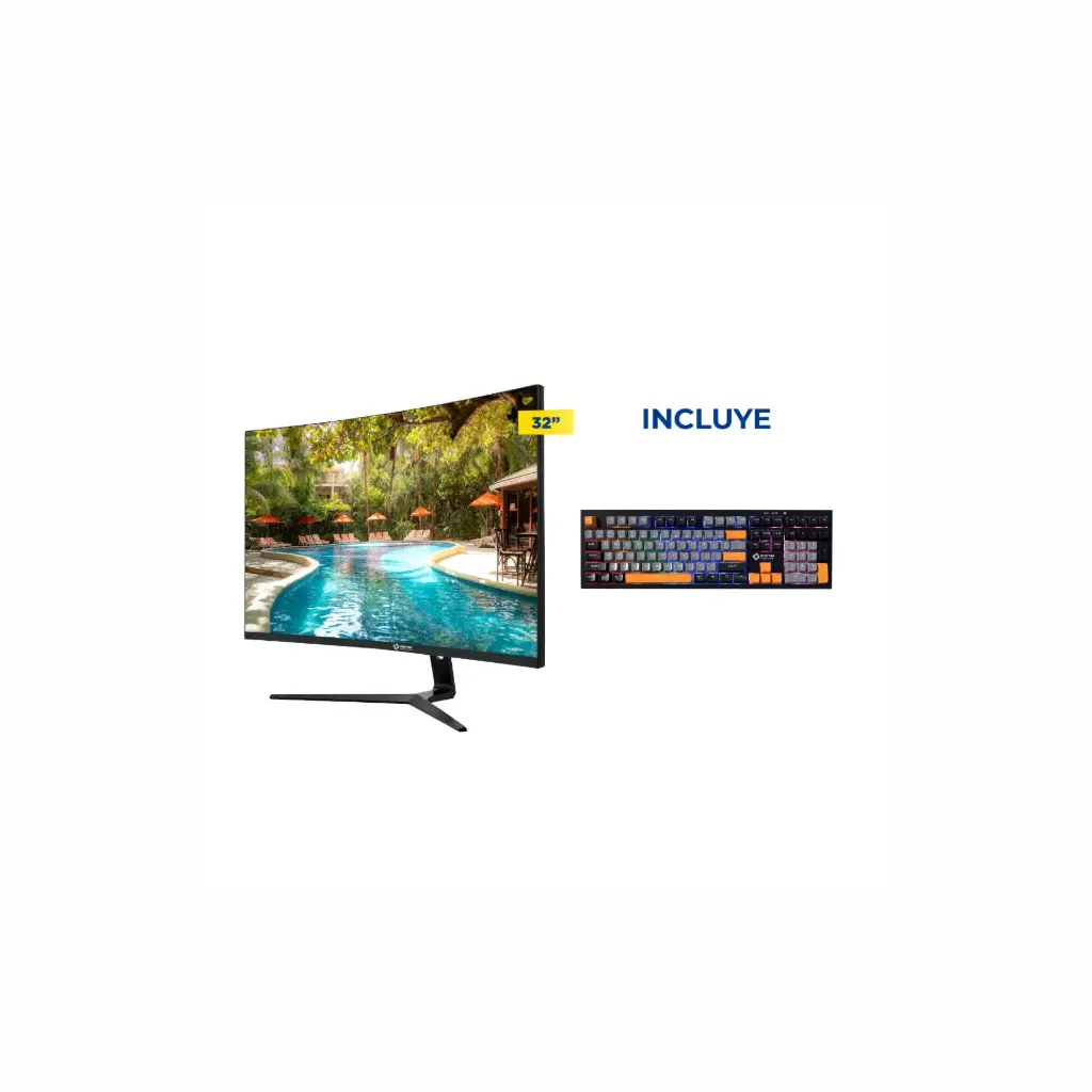 OFERTA ABRIL 2026 06 - Monitor LED 32 Vorttek VKG32C1QHD 2xHDMI/2xDP 180Hz 2K 1ms Curvo  + Teclado 
