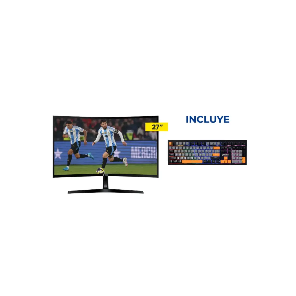 OFERTA MAYO 2026 - Monitor LED 27'' Vorttek VKG27C1QHD + Teclado Gris Naranja