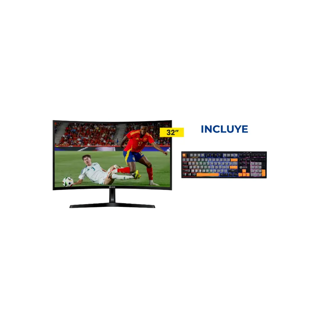 OFERTA MAYO 2026 - Monitor LED 32 Vorttek VKG32C1QHD + Teclado Gris Naranja