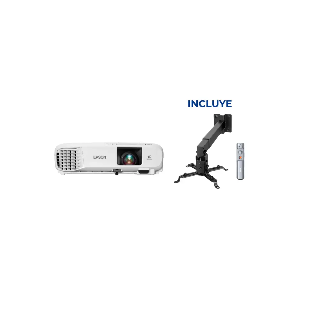 OFERTA MAYO 2026 - Proyector EPSON Powerlite X49 + Puntero USB Baseus + Bracket Vorttek 43-65CM Negro