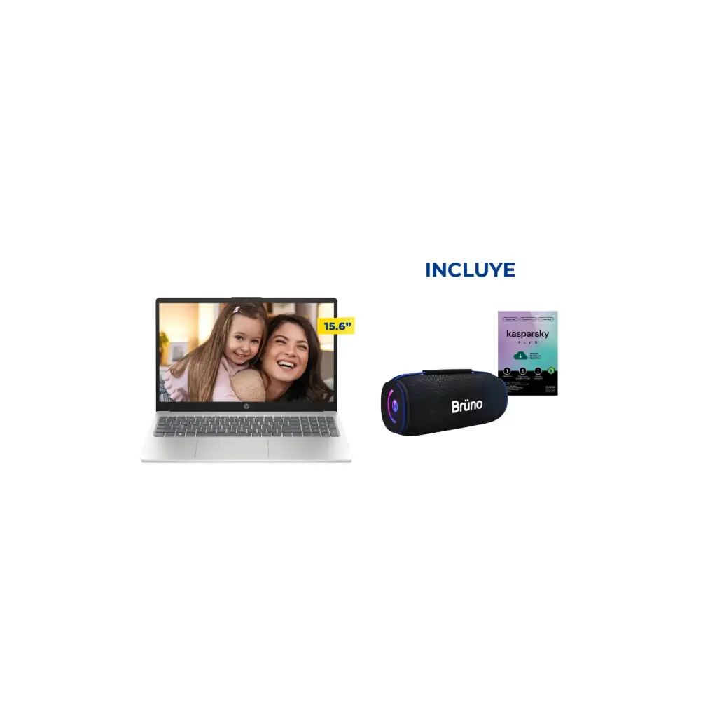 OFERTA MAYO 2026 NBN - Laptop HP 15-FD2030WM i3-N305 + Kaspersky Plus + Parlante Bluetooth BRS272