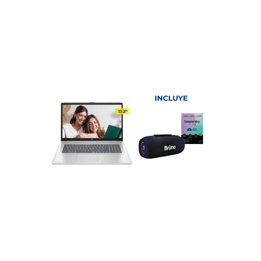 OFERTA MAYO 2026 NBN - Laptop HP 17-C3000 i7-1355U + Kaspersky Plus + Parlante Bluetooth BRS272