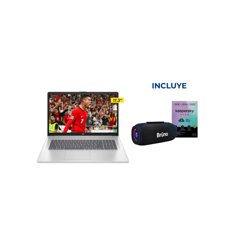 OFERTA MAYO 2026 NBN - Laptop HP 17-C3000 i7-1355U + Kaspersky Plus + Parlante Bluetooth BRS272