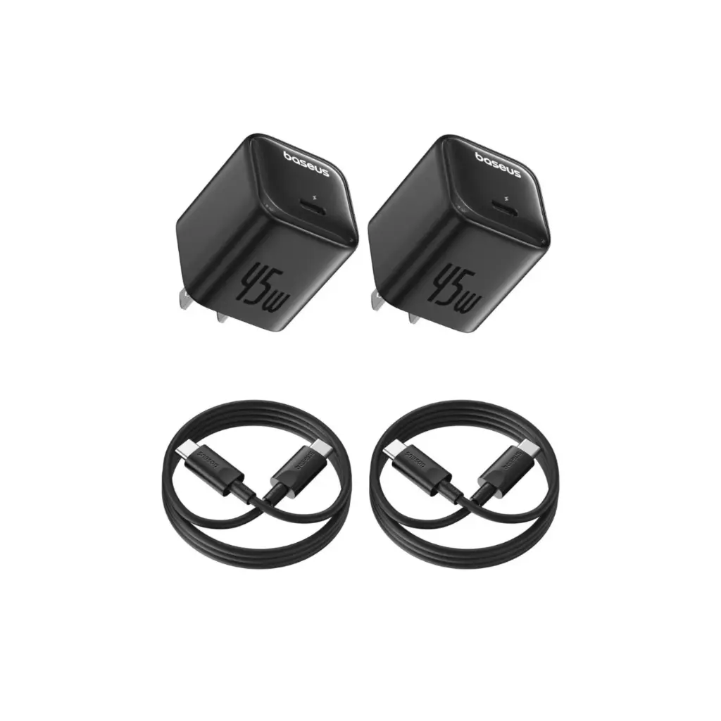Cargador de Pared Baseus PicoGo GaN6 45W (2-Pack) | USB-C Carga Rapida + Cable USB-C | P10162603123-00