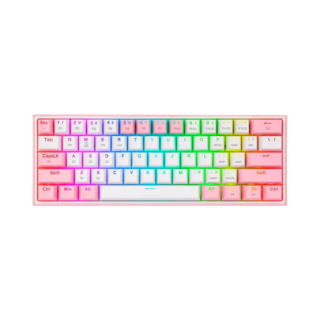 Teclado Inalambrico Bluetooth Redragon FIZZ PRO K616 RGB Switch Blanco con Rosado Español