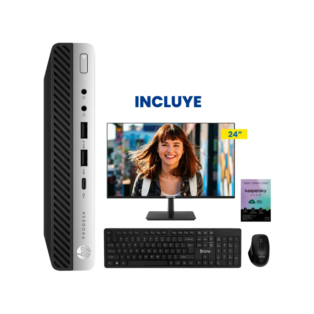 OFERTA AGOSTO 2026 - Computadora HP ProDesk 600 G4 i7-8AVA 16GB RAM 256 SSD + Kaspersky + Monitor VK2475B