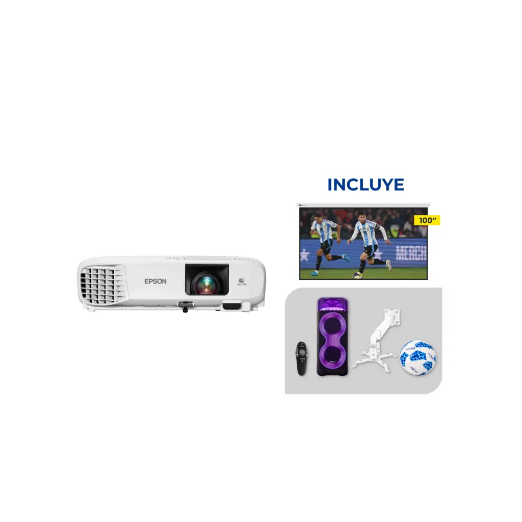 OFERTA FLASH AGOSTO 2026 |  Proyector Epson Powerlite 118 + Pantalla + Parlante + Bracket + Puntero + Balon