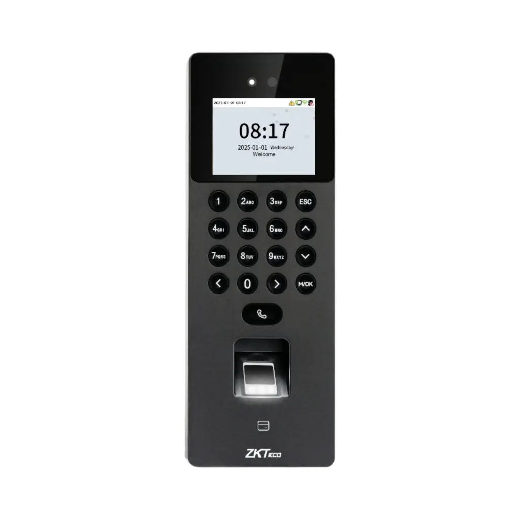 Kit de Acceso Biometrico ZKTeco AC01-SP31H-21 | SenseFace 2A | Electroiman  con Bracket | Boton sin Contacto | 10 Tarjetas RFID
