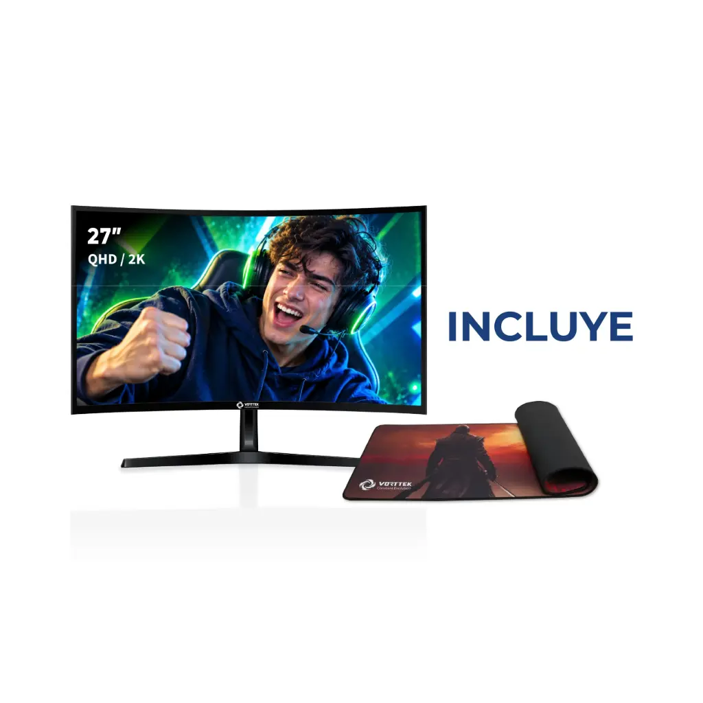 Monitor LED 27'' Curvo Gamer Vorttek VKG27C1QHD | QHD/2K 180Hz 1ms (2xHDMI/2xDP) + Mousepad
