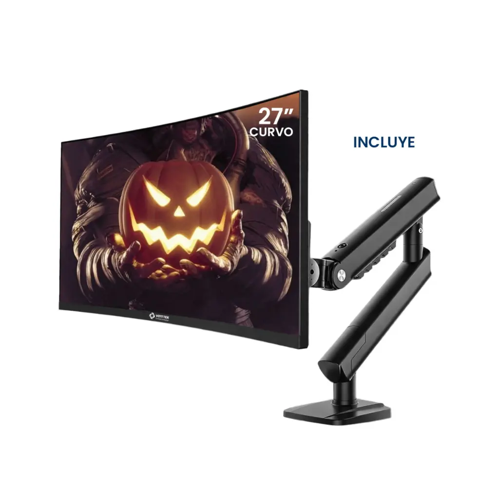 Monitor LED 27'' Gamer Vorttek VKG27C1QHD Curvo | QHD/2K 180Hz 1ms (2xHDMI/2xDP) + Bracket