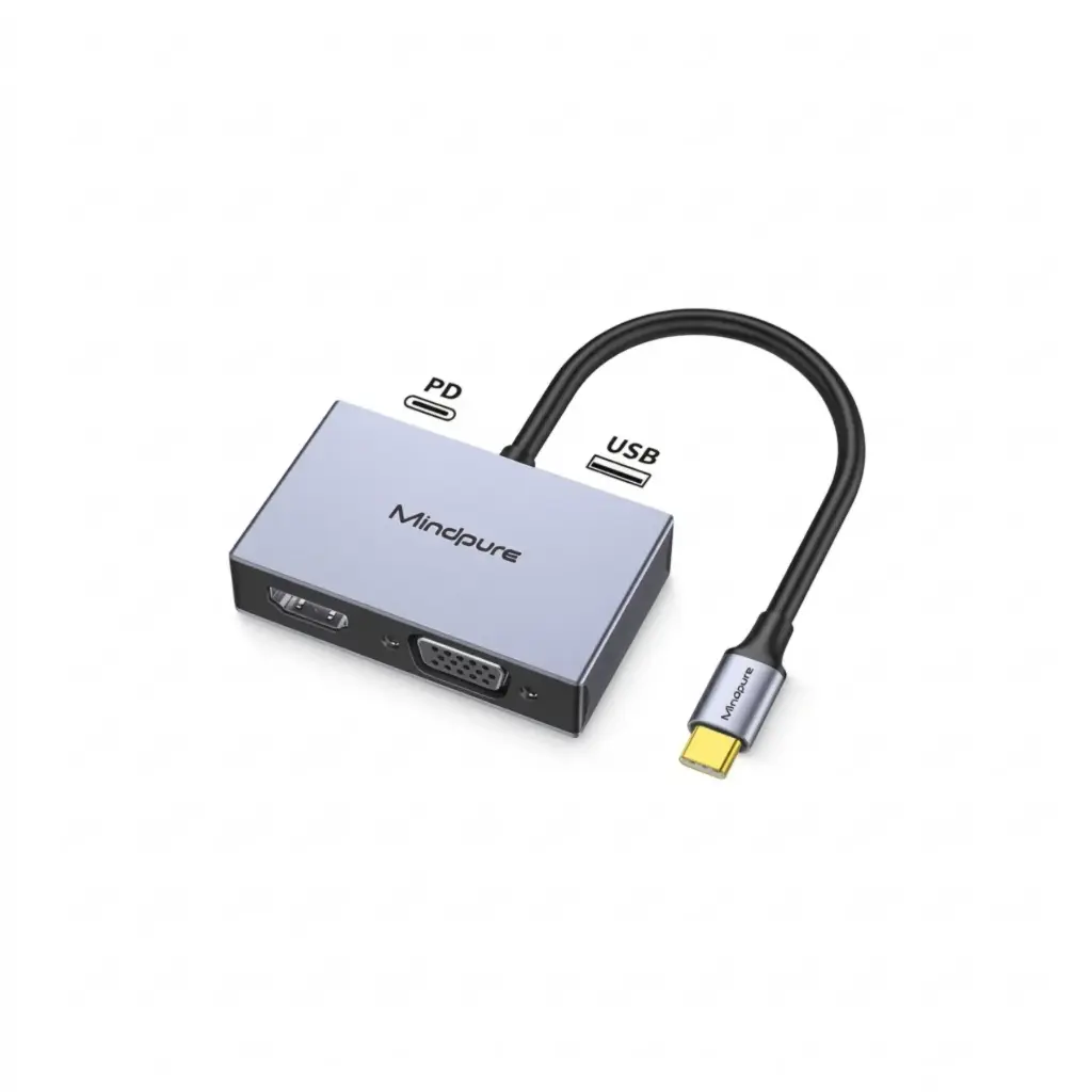 Adaptador USB-C a HDMI/VGA/USB 3.0/USB-C Mindpure LX10478