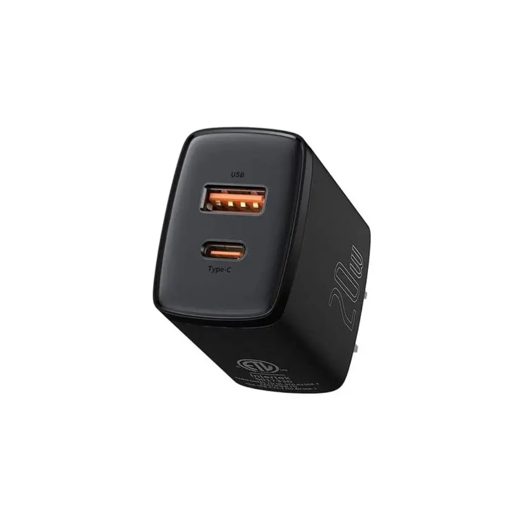 Cargador de Pared  Baseus 1 USB + USB-C 20W CCXJ-A01 Negro